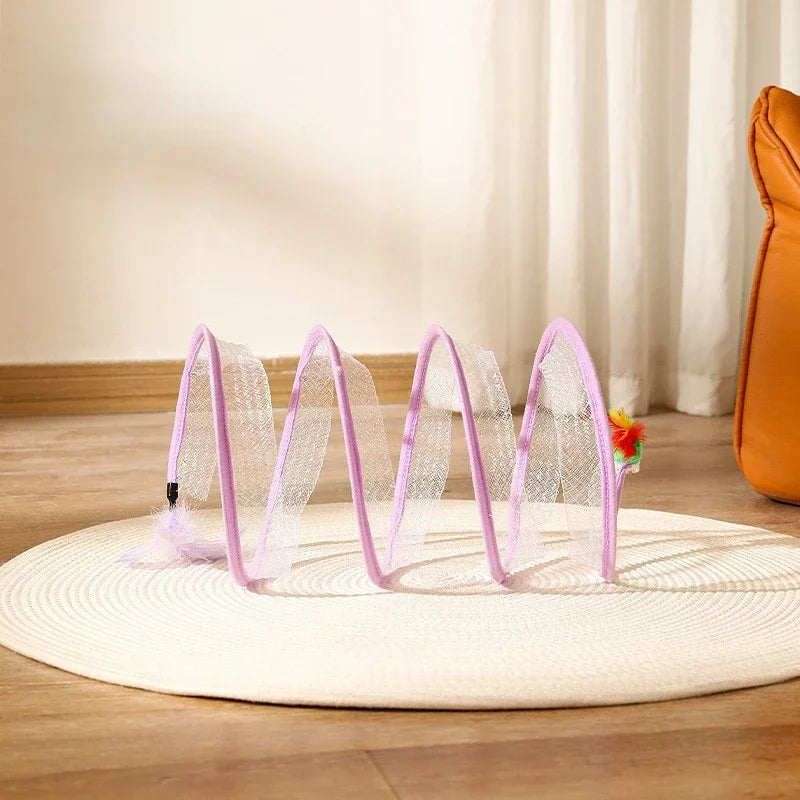 Tunnel spirale pliable avec jouet détail 12 — Miaousse