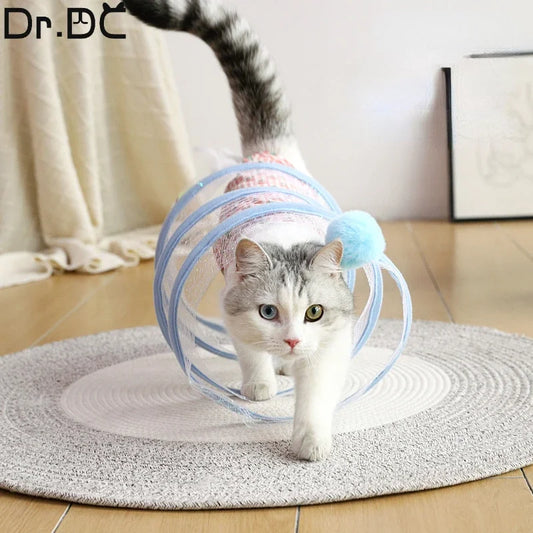 Tunnel spirale pliable avec jouet détail 2 — Miaousse