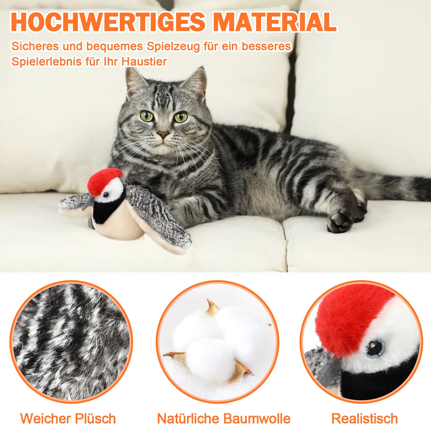 Jouet oiseau interactif rechargeable cataire chat Miaousse