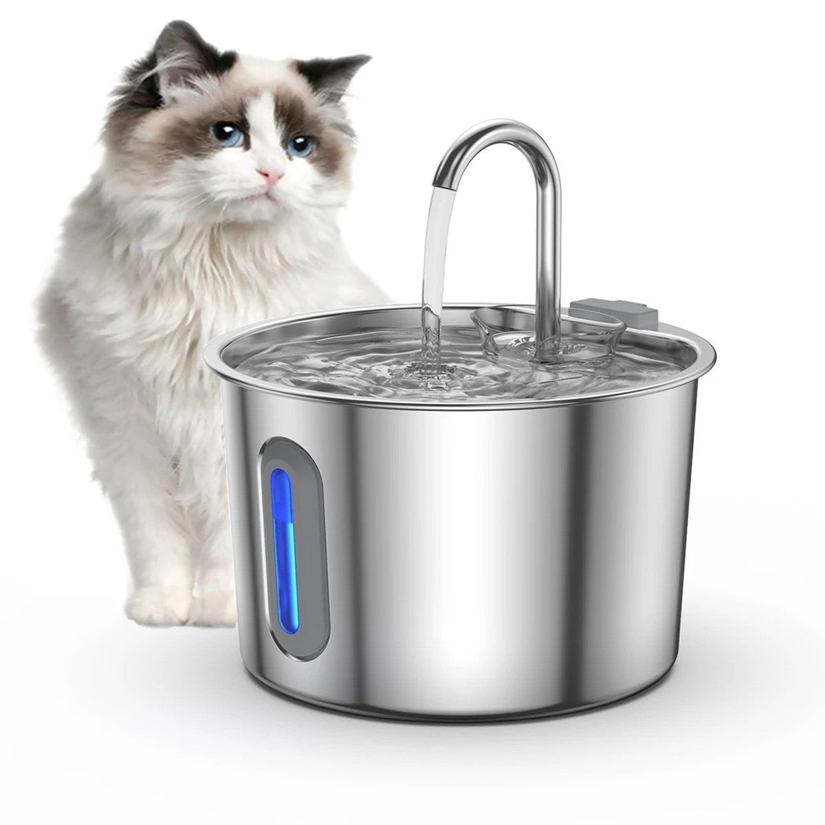 Fontaine à eau inox silencieuse pour chat 2,2L Miaousse