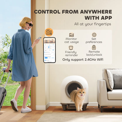 Litière autonettoyante XL 80L app mobile anti-odeur Miaousse
