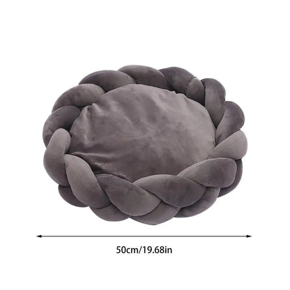 Lit rond tressé en coton pour chat détail 8 — Miaousse