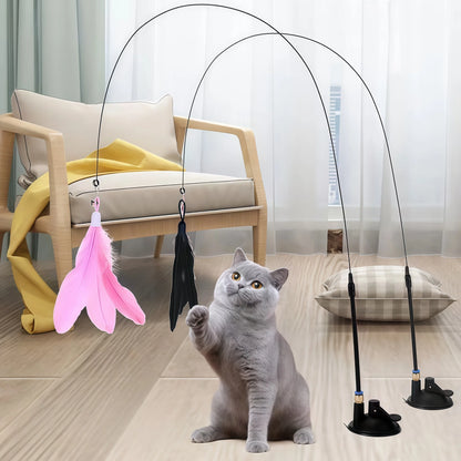 Canne à pêche pour chat avec plumes et clochette — Miaousse