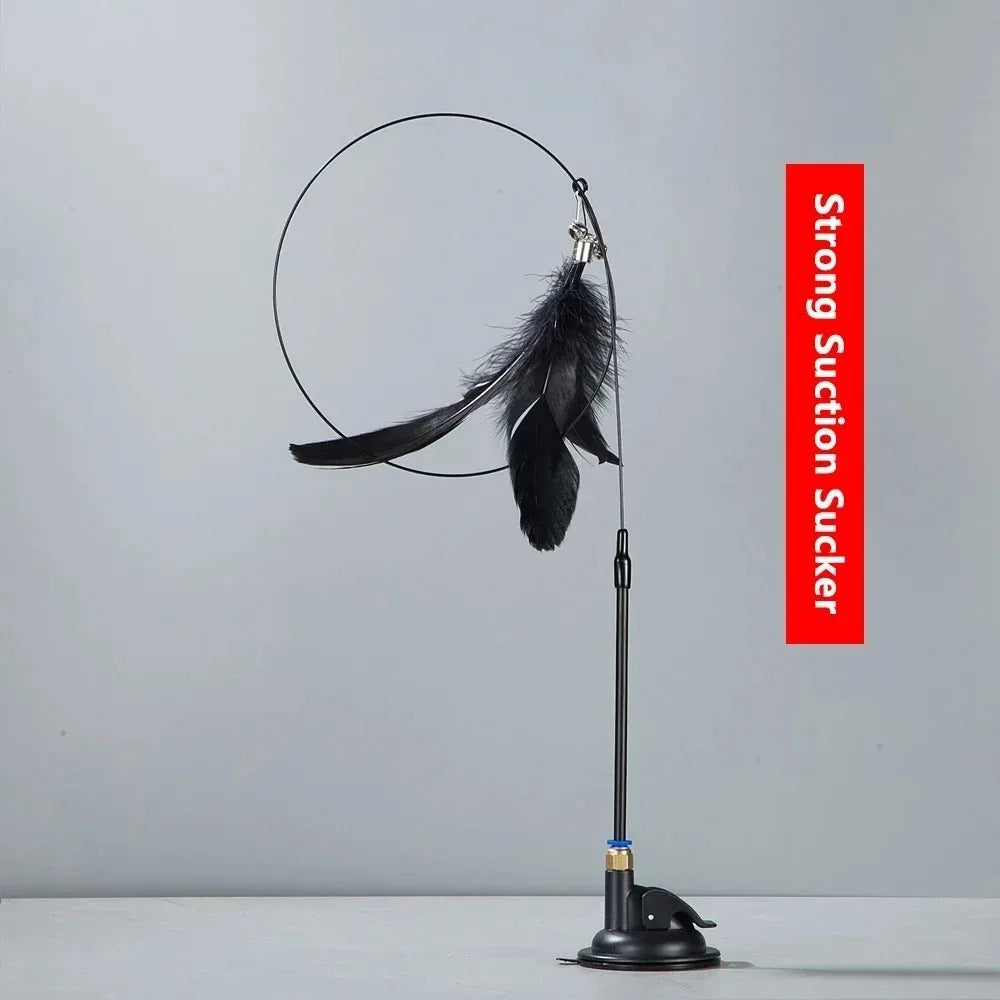 Canne à pêche pour chat avec plumes et clochette détail 7 — Miaousse