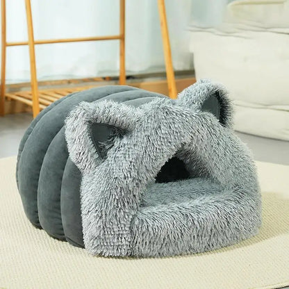 Niche fermée en peluche avec oreilles de chat détail 3 — Miaousse
