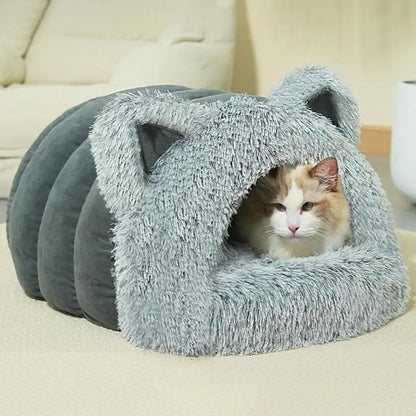 Niche fermée en peluche avec oreilles de chat détail 2 — Miaousse