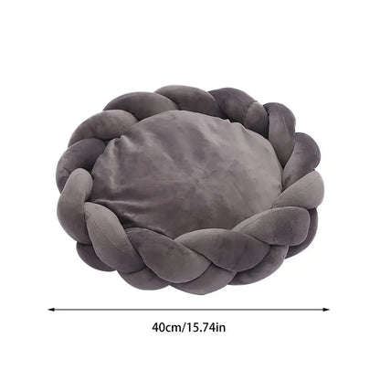 Lit rond tressé en coton pour chat détail 7 — Miaousse