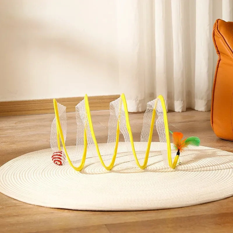 Tunnel spirale pliable avec jouet détail 8 — Miaousse