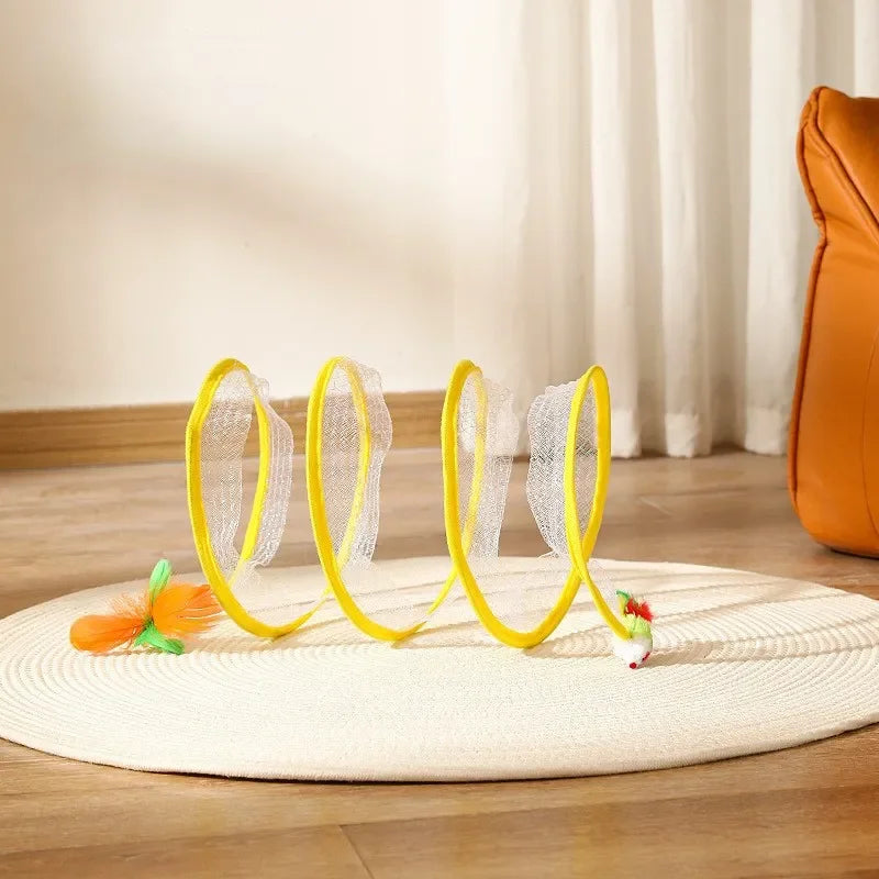 Tunnel spirale pliable avec jouet détail 7 — Miaousse