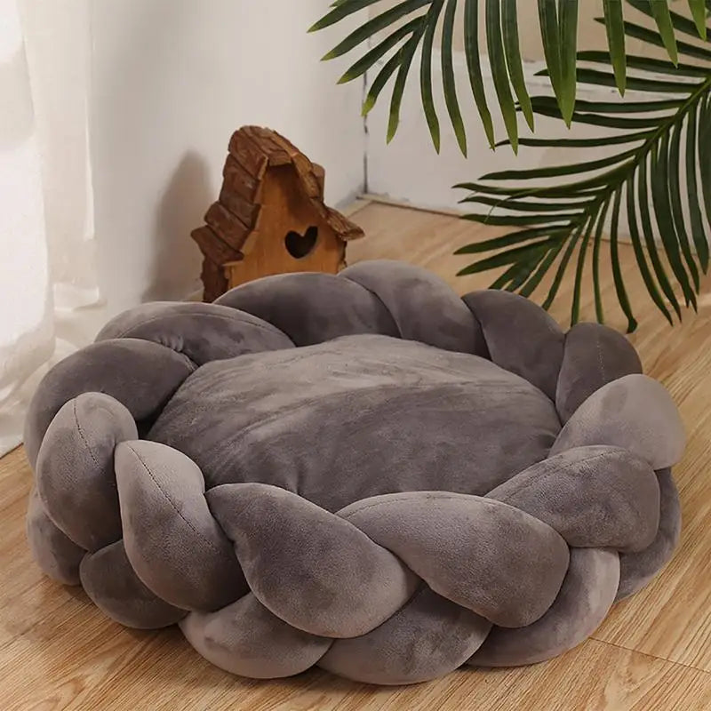 Lit rond tressé en coton pour chat — Miaousse