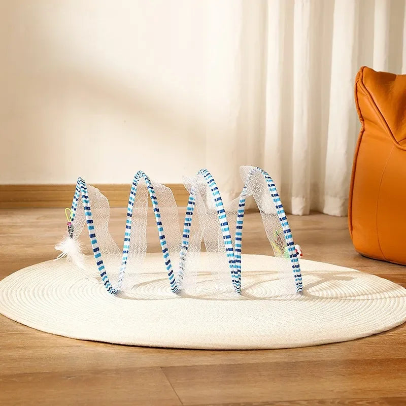 Tunnel spirale pliable avec jouet détail 9 — Miaousse