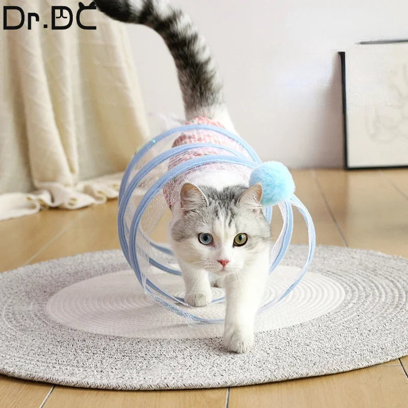 Tunnel spirale pliable avec jouet détail 2 — Miaousse