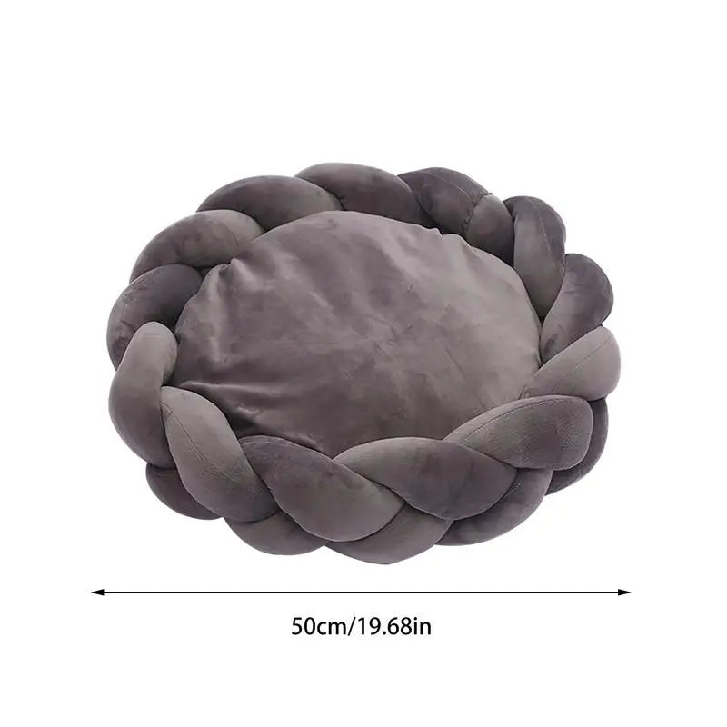 Lit rond tressé en coton pour chat détail 6 — Miaousse