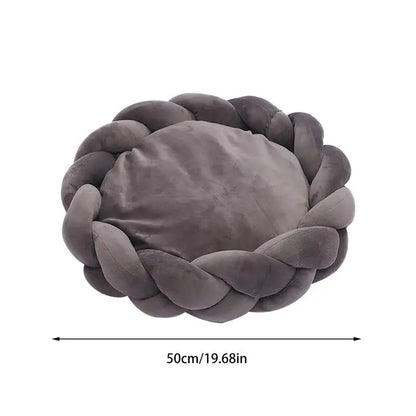 Lit rond tressé en coton pour chat détail 6 — Miaousse
