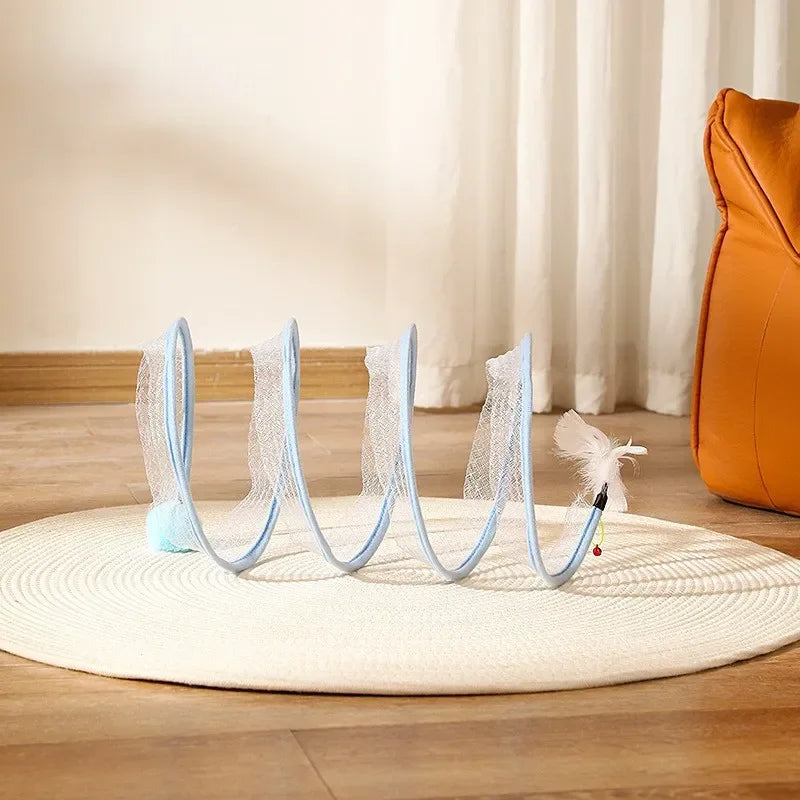 Tunnel spirale pliable avec jouet détail 10 — Miaousse