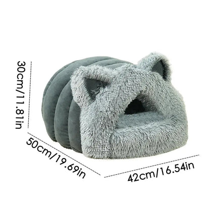 Niche fermée en peluche avec oreilles de chat détail 7 — Miaousse