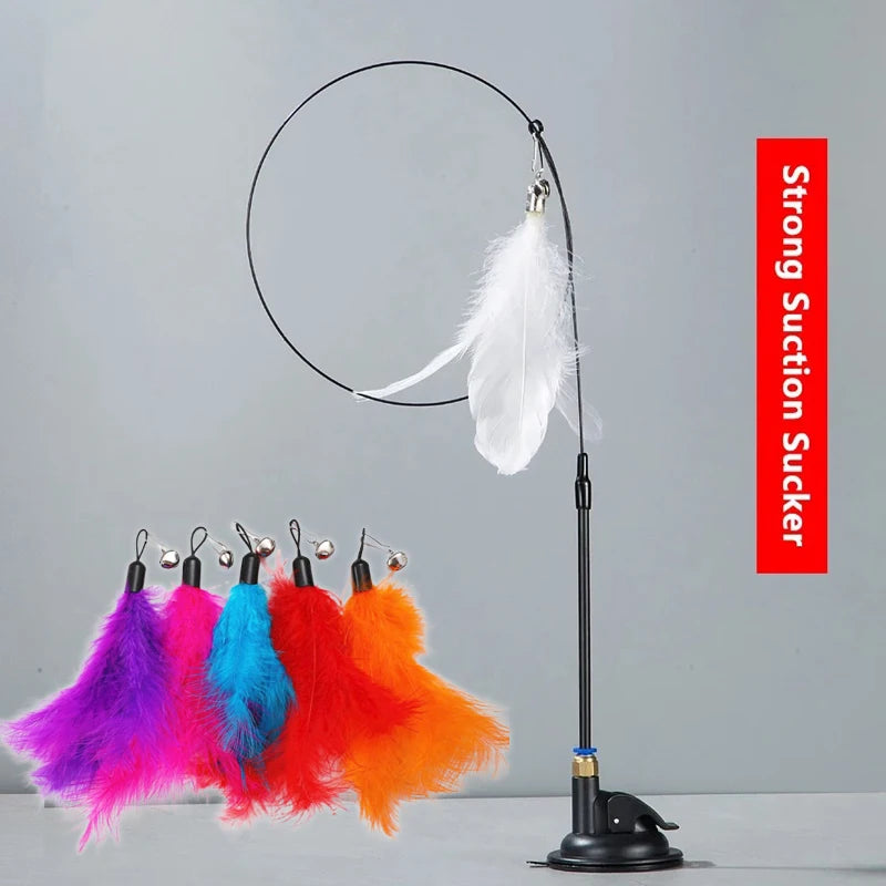 Canne à pêche pour chat avec plumes et clochette détail 11 — Miaousse