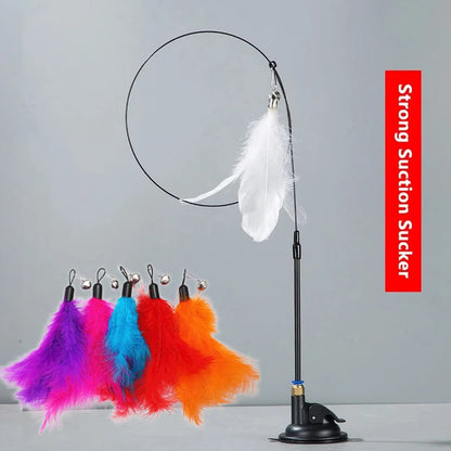 Canne à pêche pour chat avec plumes et clochette détail 11 — Miaousse