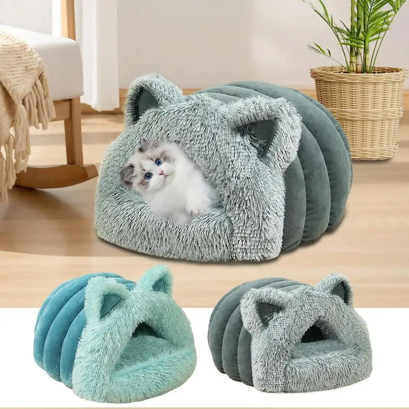 Niche fermée en peluche avec oreilles de chat détail 6 — Miaousse