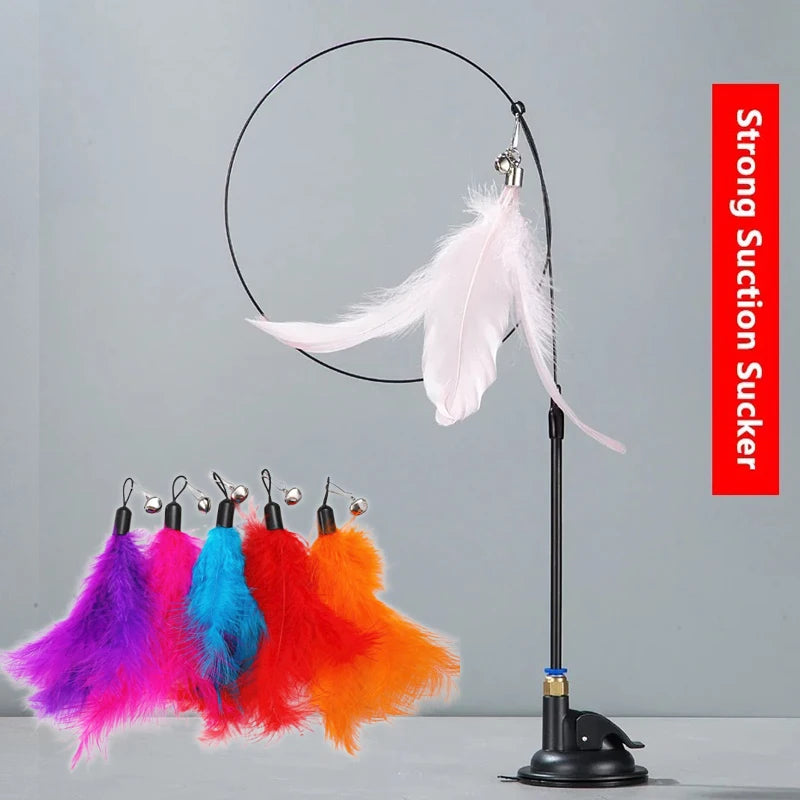 Canne à pêche pour chat avec plumes et clochette détail 9 — Miaousse