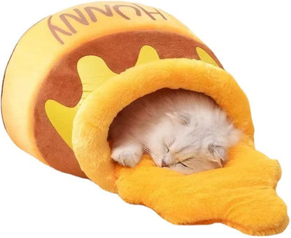 Lit cocon pot de miel mousse mémoire de forme chat Miaousse