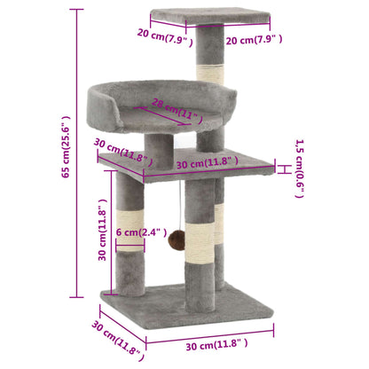 Arbre à chat compact sisal 65 cm avec plateformes Miaousse