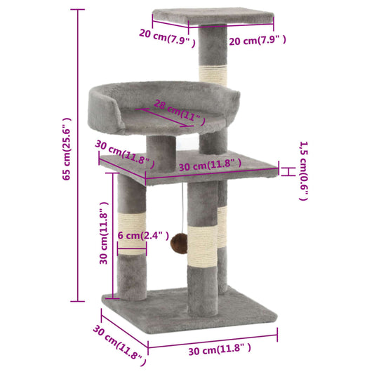 Arbre à chat compact sisal 65 cm avec plateformes Miaousse