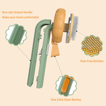 Brosse toilettage autonettoyante ergonomique détail 6 — Miaousse